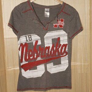 Creative Apparel Womens University Of Nebraska Short Sleeve Grey Top